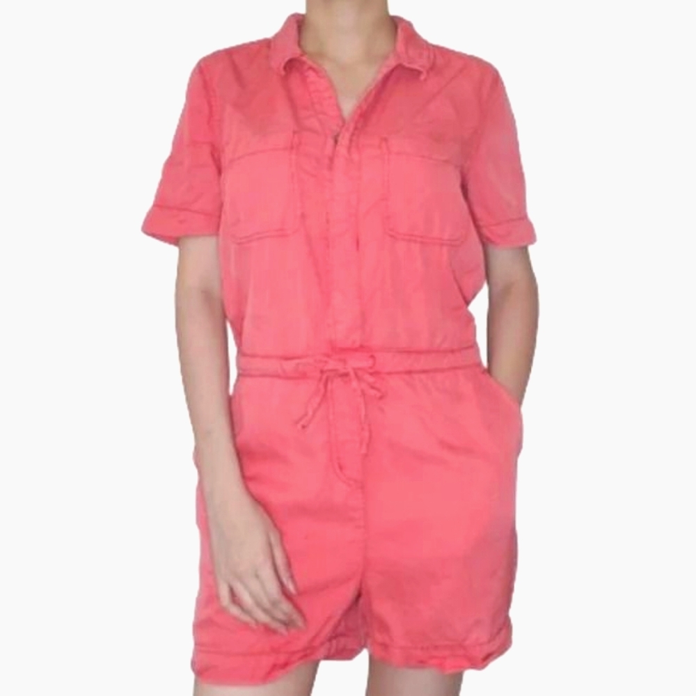 C&C CALIFORNIA Women's Coral Pink Lyocell Shorts Romper Size Medium